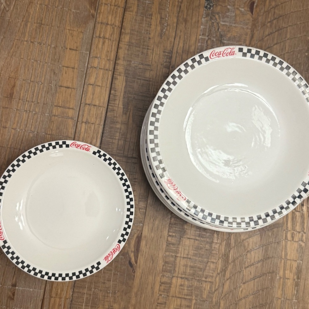Vintage Coca Cola Black and White Checkered Plates (2002)